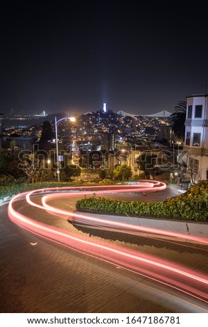 A long exposure down in Lombard Street with the beautiful scenery of San Francisco.