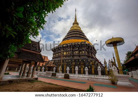 Background of religious sites in Lampang province of Thailand, Wat Phra That Lampang Luang,tourists always come to make merit and take pictures
