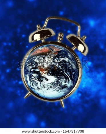 The Earth Planet in Alarm Clock, Symbolic Image  