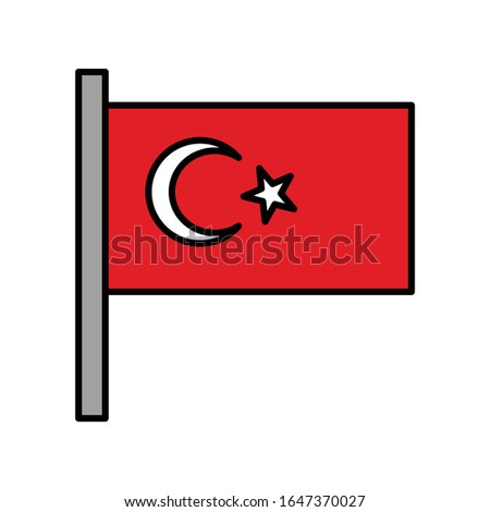 flag of turkey vector icon logo illustration on white background. Perfect use for website, pattern, design, etc.