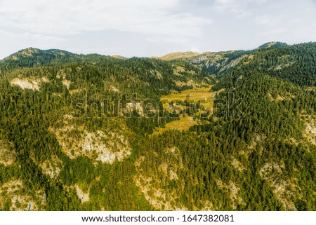 Helicopter aerial photo of the mountain nature in Montenegro continental part.