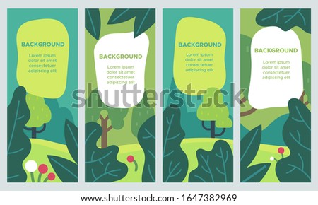 Minimal summer backgrounds. Colorful design landscape template with leaves and flowers for vector banners, posters, cover brochure and nature floral flyers