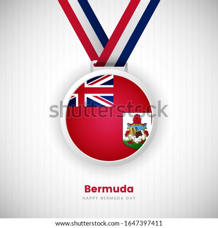 Abstract Bermuda country flag on medal vector. Happy bermuda day background with creative typography.