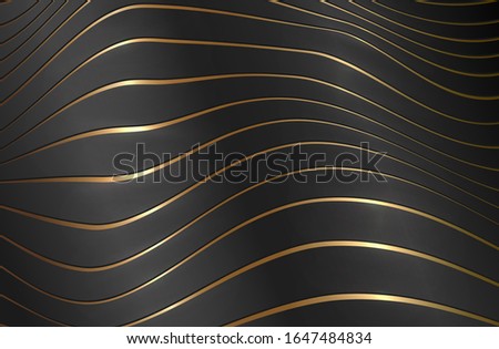 Dark luxury background black and gold threads premium vector background. Geometric glitter lines banner with 3D effect pattern. Template for ads, promo, invitation, flyer, card, poster, web and print 