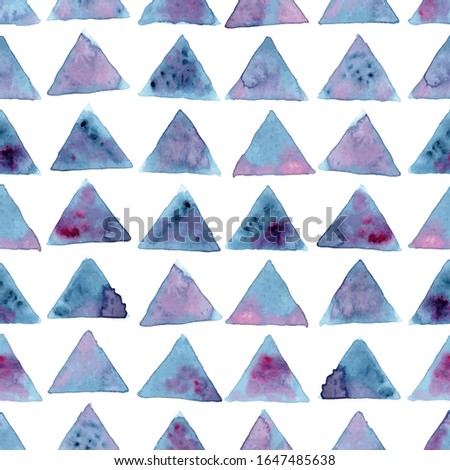 Vector watercolor triangles seamless pattern white background