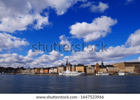 Stockholm has a stunning view of the blue sky and white clouds. 