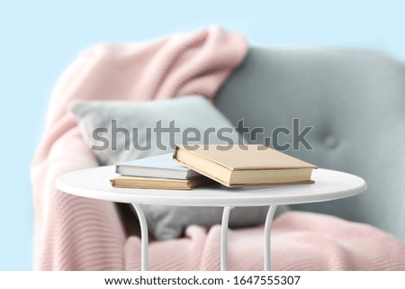 Books on table in room
