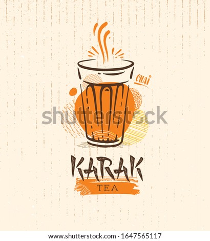 Karak Milk Chai Illustration On Organic Background. Spicy Hot Tea Design Element Vector Design Royalty-Free Stock Photo #1647565117