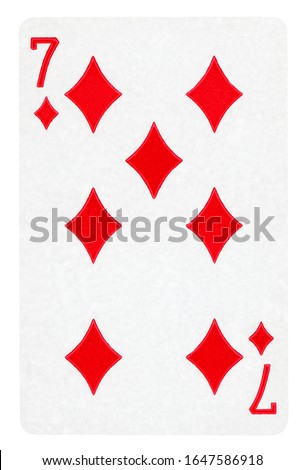Seven of Diamond playing card - isolated on white (clipping path included)