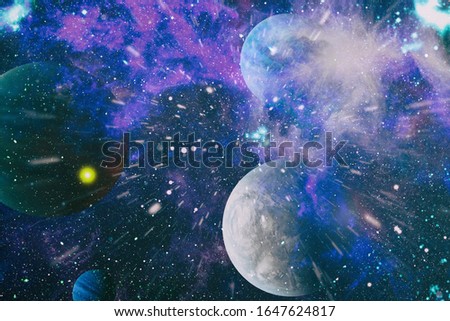 Deep space art. Abstract illustration of universe. Galaxies, nebulas and stars in universe. Elements of this image furnished by NASA