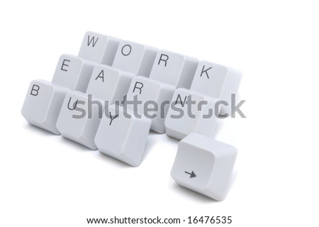 Keyboard buttons message isolated on white background