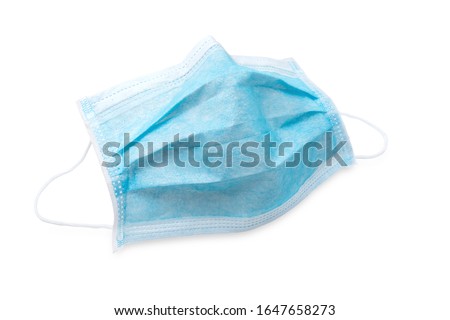 Hygienic mask or surgical earloop face mask isolated on white background with clipping path. anti virus and bacteria protective face air pollution, environmental and protection concept. Royalty-Free Stock Photo #1647658273