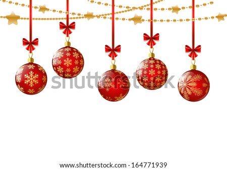 Red Christmas balls on white