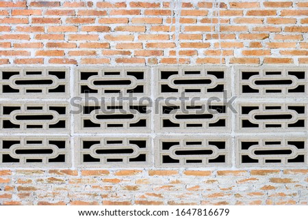 Brick wall with hollow cement block  pattern texture for background