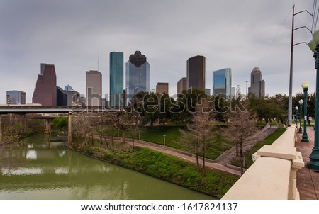 View of downtown Houston skyline, "The Bayou City," from Sabine 