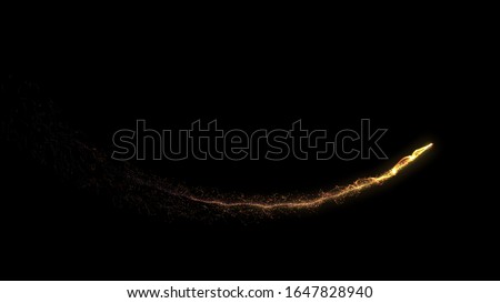 Flight of gold bokeh particles. Magical shimmering light. Merry Christmas golden template.  Royalty-Free Stock Photo #1647828940