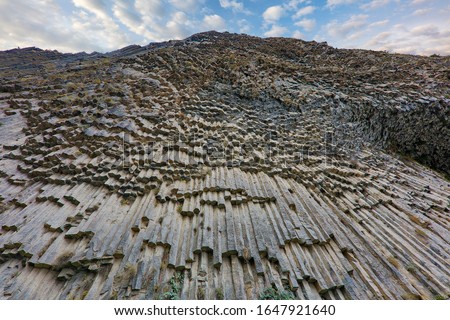 Basalt rock formations known as Symphony of the Stones in Garni, Armenia