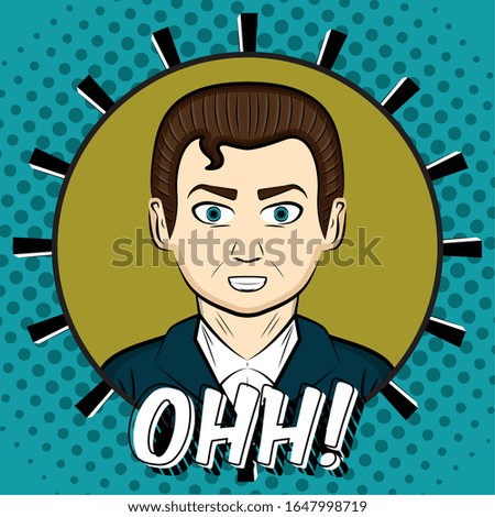 Comic man with a comic expression. Pop art illustration - Vector