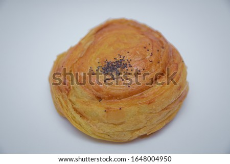Fresh pastries Gogal isolated on white background. Traditional Azerbaijani Cookie . Gogal Traditional Azerbaijani Cookie on Novruz Easter
