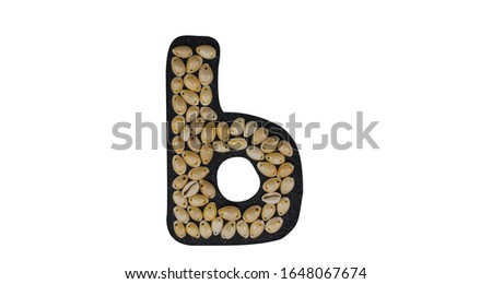 Isolated Font Russian Letter made of seashell on black granite on white background