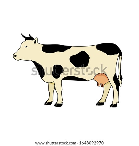 Cow color silhouette. Flat vector illustration on white background.