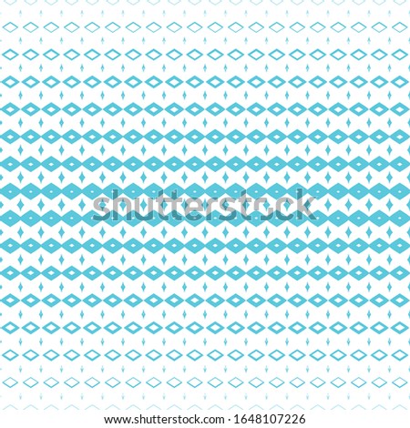 Vector halftone geometric seamless pattern with diamond shapes, fading rhombuses, grid, mesh. Abstract background with gradient transition effect. Blue and white color. Modern repeat graphic design