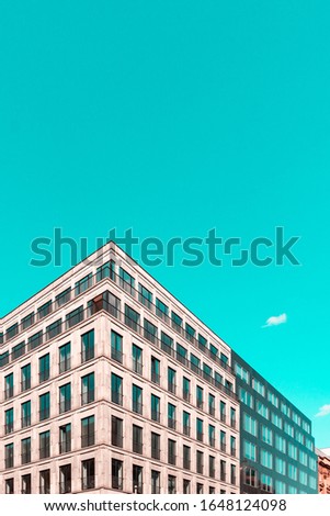 Modern Architecture and office buildings in Berlin, Germany. High resolution architectural photography. Vivid colours. 