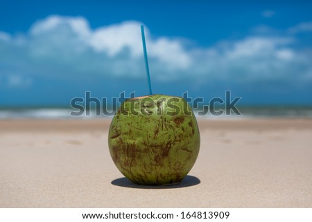Coconut drink on tropical beach
