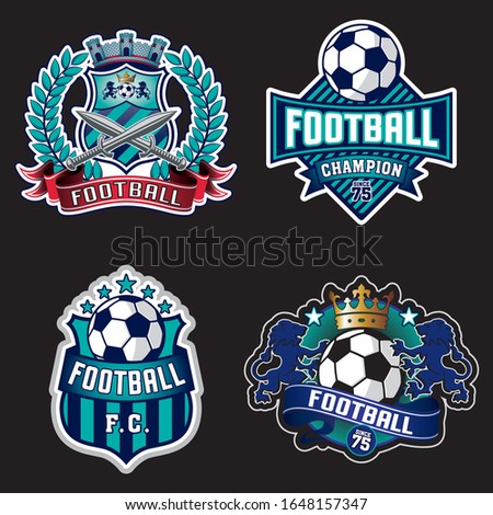 Set of soccer Logo or football club sign Badge. Football logo with shield background vector design.