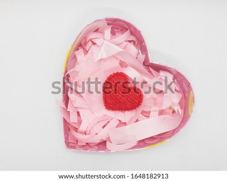 Beautiful Cute Heart Shaped Gift Box in White Isolated Background
