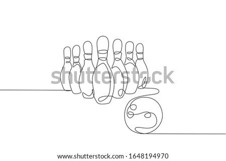 Single continuous line drawing of bowling pins lined up at bowling lane. Doing sport hobby at leisure time concept. Trendy one line draw design graphic vector illustration