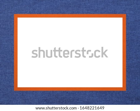 Blue orange texture of a decorative rectangular frame with a free white field for creativity.
