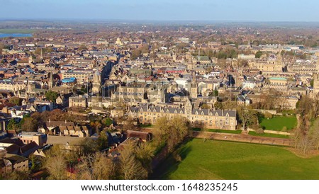 City of Oxford and Christ Church University - aerial view -aerial photography