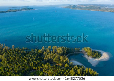 Aerial top view of Koh Smach Island in  Cambodia