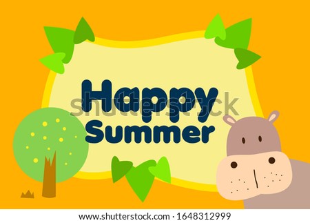 happy summer, beautiful greeting card background or template banner with cute baby animal character theme. vector design illustration