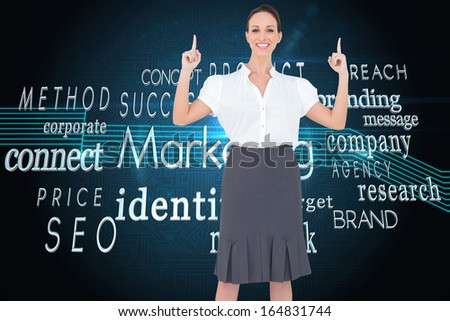 Composite image of smiling gorgeous businesswoman posing