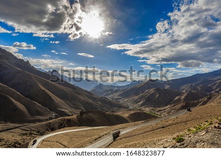Landscape view of mountain roads on  leh kargil highway, ladakh, india