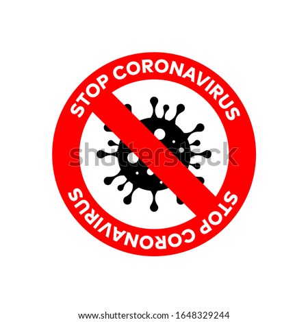 Coronavirus Icon with Red Prohibit Sign, 2019-nCoV Novel Coronavirus Bacteria. No Infection and Stop Coronavirus Concepts. Dangerous Coronavirus Cell in China, Wuhan. Isolated Vector Icon Royalty-Free Stock Photo #1648329244