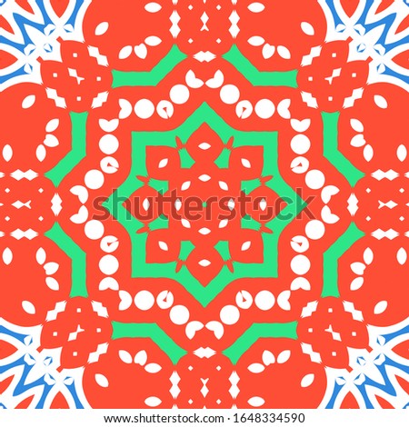 Mexican ornamental talavera ceramic. Stylish design. Vector seamless pattern theme. Red vintage backdrop for wallpaper, web background, towels, print, surface texture, pillows.