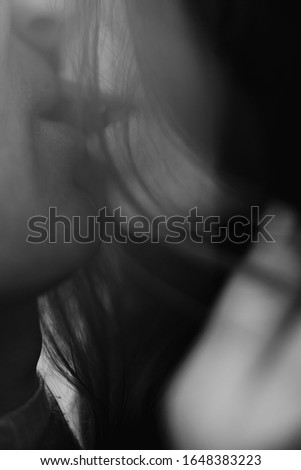 kiss of beautiful couple, black and white