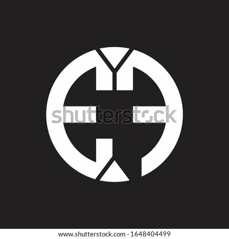 EF Logo monogram with piece circle ribbon style