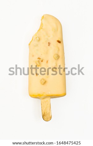 Homemade ice cream candy stick mango flavor  isolated on white background