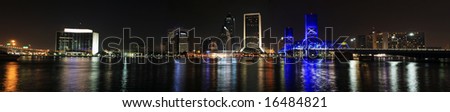 Jacksonville Florida Skyline as seen at night. Panorama