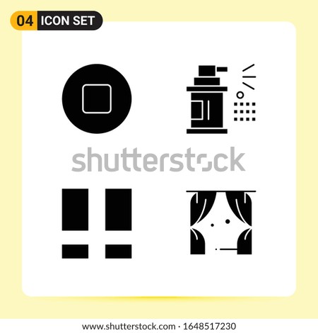 4 Creative Icons for Modern website design and responsive mobile apps. 4 Glyph Symbols Signs on White Background. 4 Icon Pack.