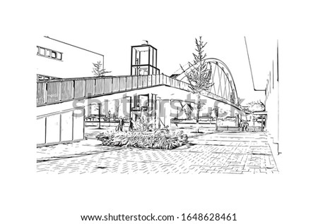 Building view with landmark of Maastricht is a city and a municipality in the southeast of the Netherlands. Hand drawn sketch illustration in vector.