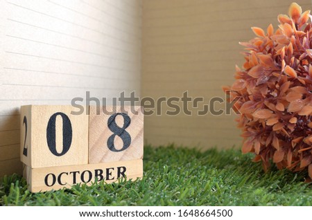 October 8, Date design in natural concept.