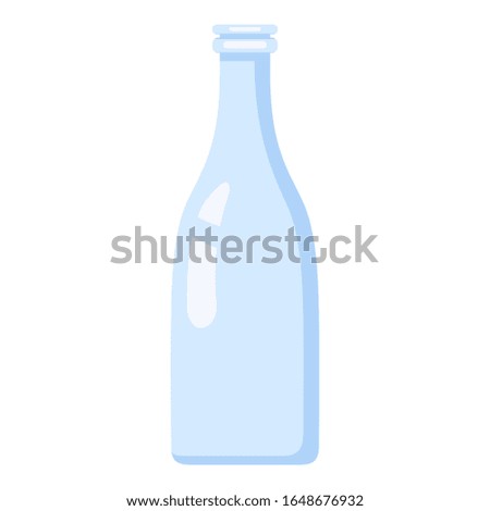 Milk Bottle. Vector Silhouette Icon of Blue Glass Package.