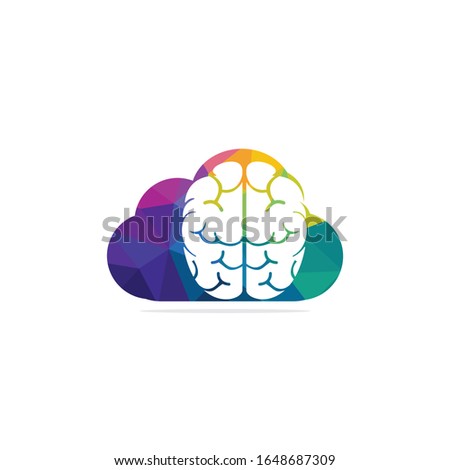 Cloud brain logo design vector icon. Digital brain logo. Database and computing logo concept.
