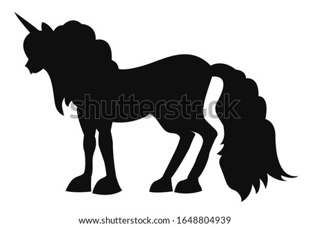 Black silhouette of a mythical animal, unicorn. Vector illustration