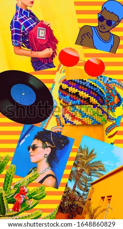 Fashion aesthetic  moodboard. Yellow Cuba summer vibes
